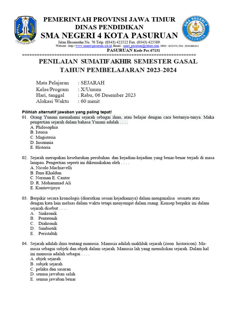 Menelisik Jejak Masa Lalu: Contoh Soal Essay Sejarah Kelas X Semester 2 untuk Membangun Pemahaman Mendalam