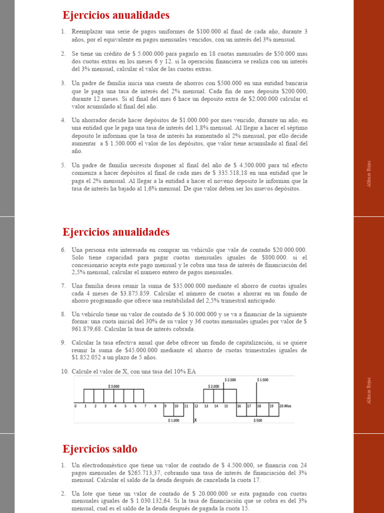 Ejercicios de Anualidades y Finanzas | PDF | Crédito | Finanzas y dinero