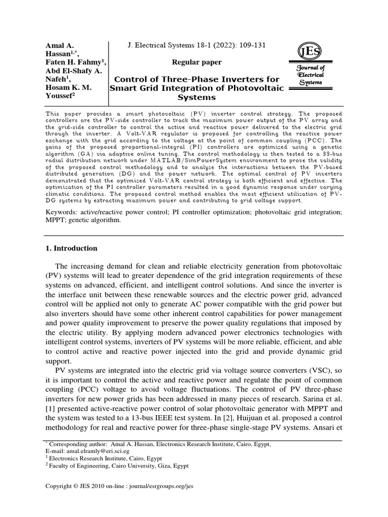 Control of Three Phase Inverters For Sma | PDF | Power Inverter ...