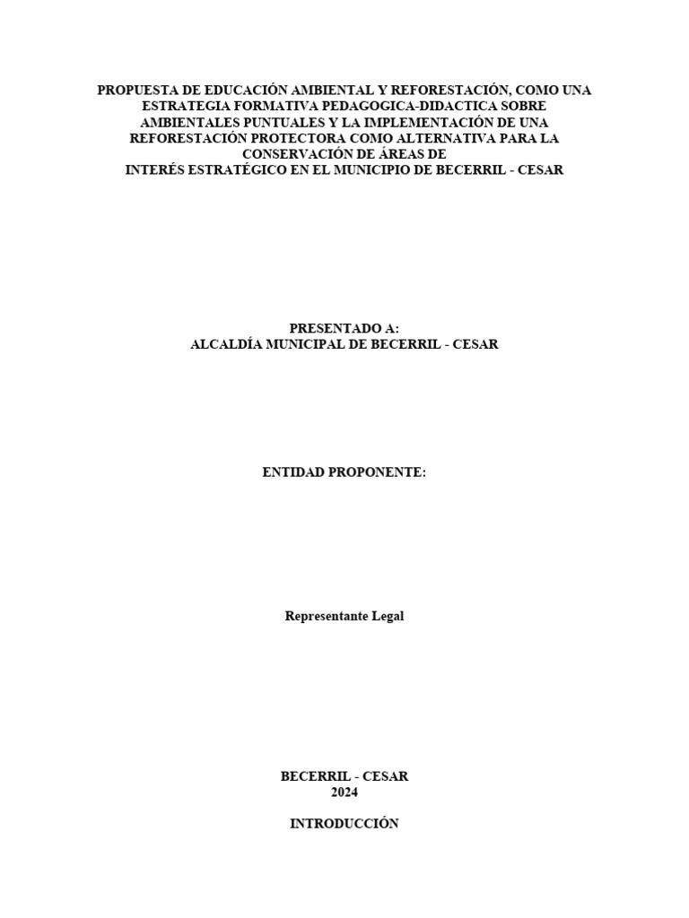 Propuesta de Educación Ambiental y Reforestación | PDF | Entorno ...
