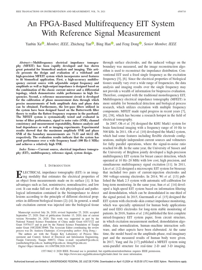 An FPGA-Based Multifrequency EIT System With Reference Signal ...