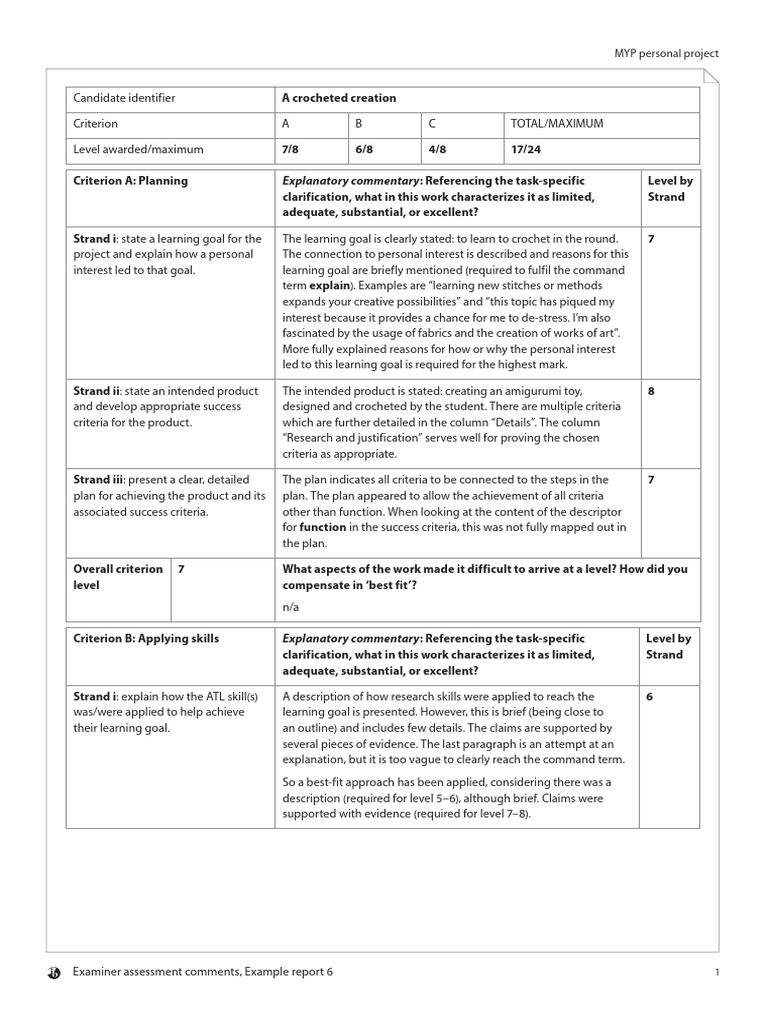 MYP Personal Project Assessment Report | PDF | Thought | Goal