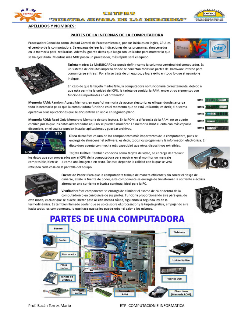 08 04 2024 Ficha de Partes Interna de PC 1 y 2 | Descargar gratis PDF ...