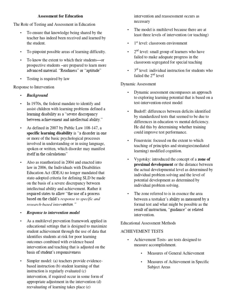 Educational Testing and Assessment Overview | PDF | Cognition ...