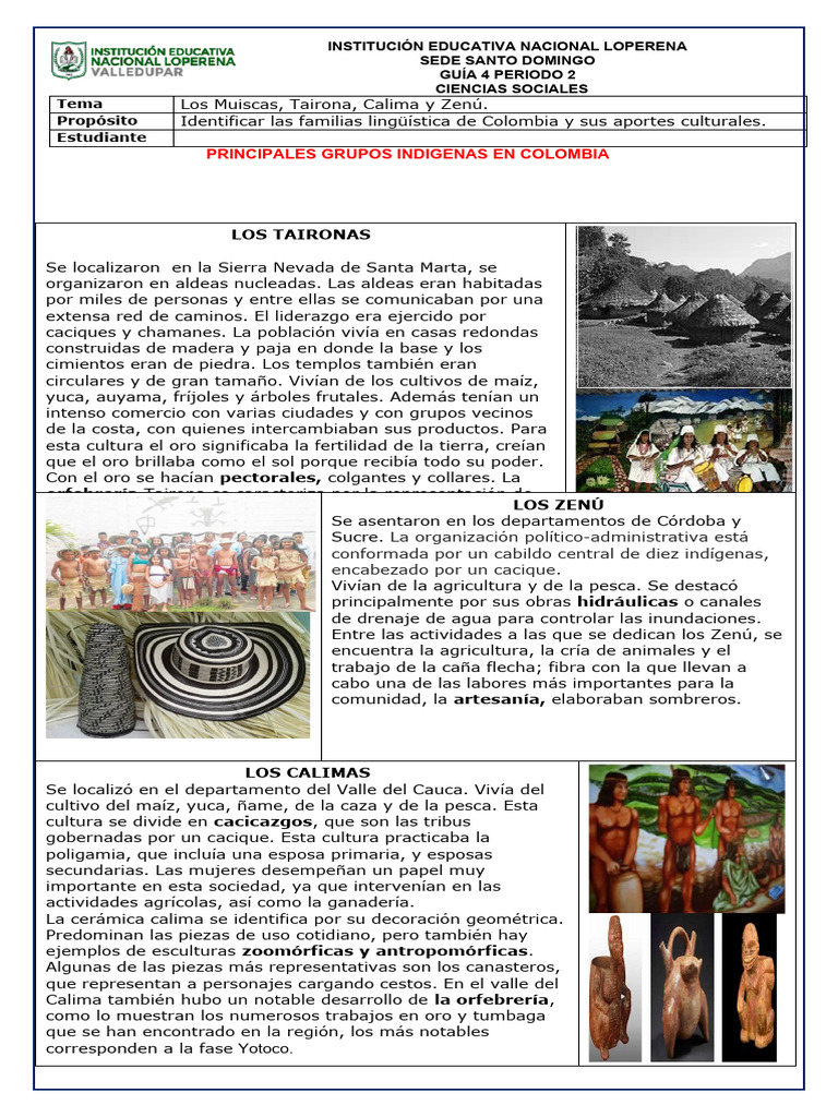 Principales Grupos Indígenas de Colombia | PDF | Era precolombina ...