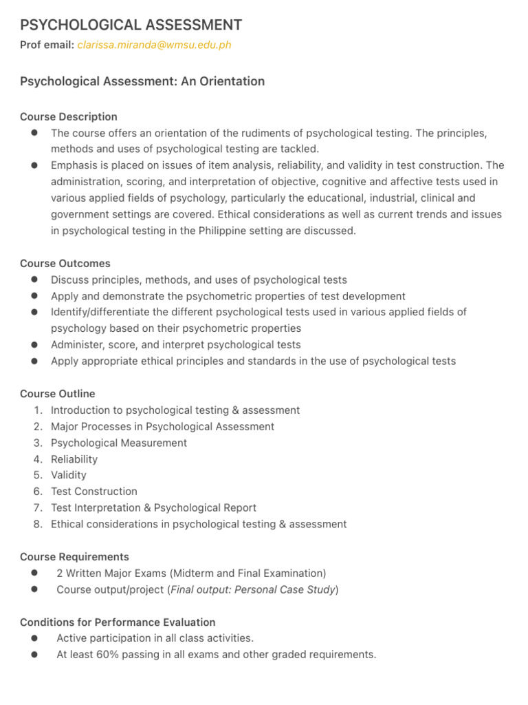 Psychological Assessment PDF Intelligence Quotient Psychology