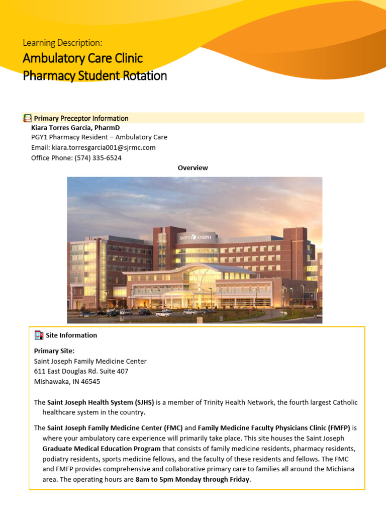 Pharmacy Student Ambulatory Care Rotation | PDF | Pharmacy | Health Care