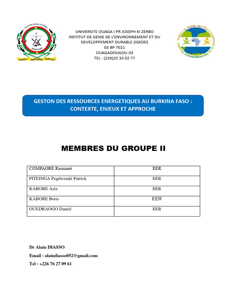 Gestion des énergies renouvelables au Burkina Faso | PDF ...