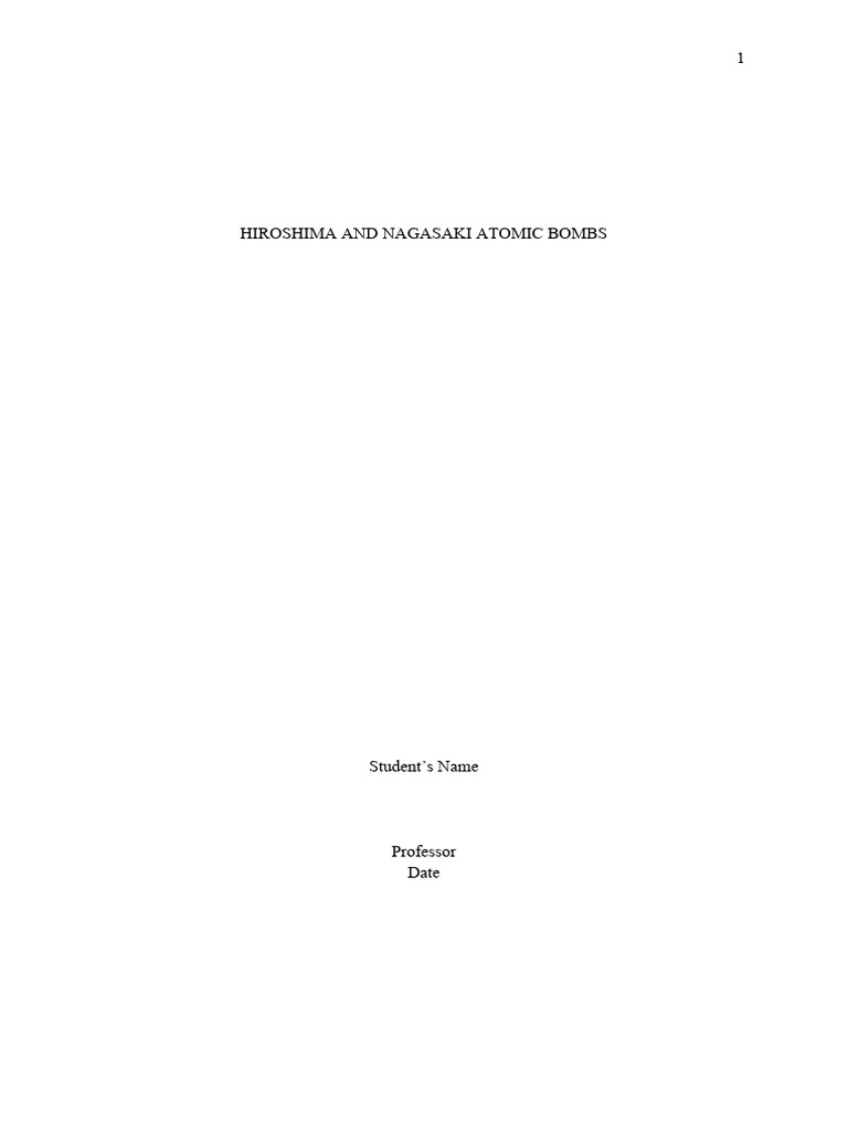 Hiroshima and Nagasaki Bombing Analysis | PDF | Atomic Bombings Of ...