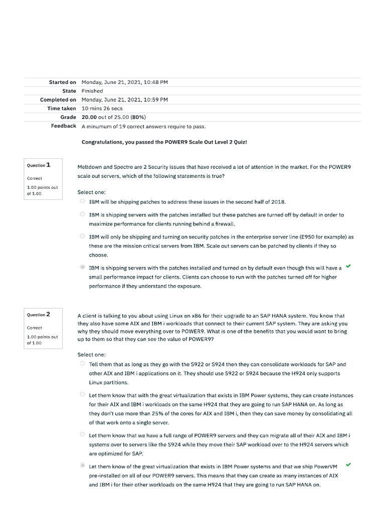 POWER9 Scale Out Quiz Results and Insights | PDF | Central Processing ...