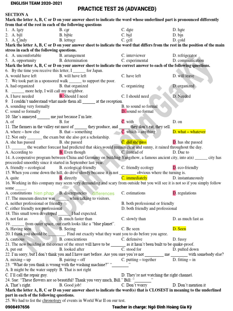 Practice Test 26 Advanced | PDF | Survey Methodology | Opinion Poll