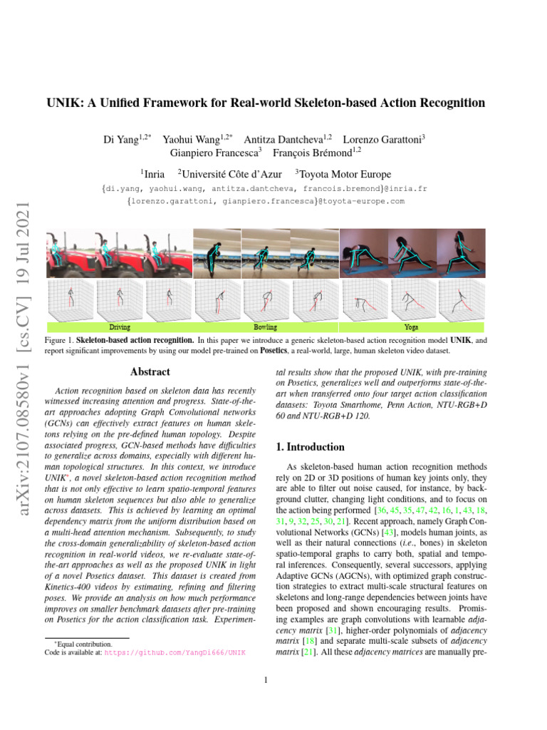 UNIK Framework for Skeleton Action Recognition | PDF | Matrix (Mathematics)