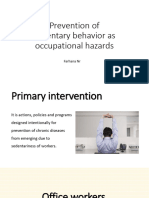Prevention of Sedentary Behavior As Occupational Hazards