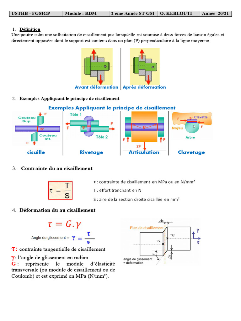 Cisaillement: Définition, Exemples et Formules | PDF