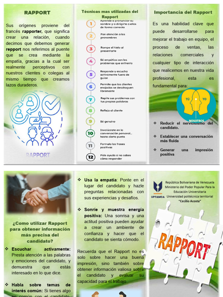 Técnicas para Crear Rapport Efectivo | PDF | Comunicación humana ...