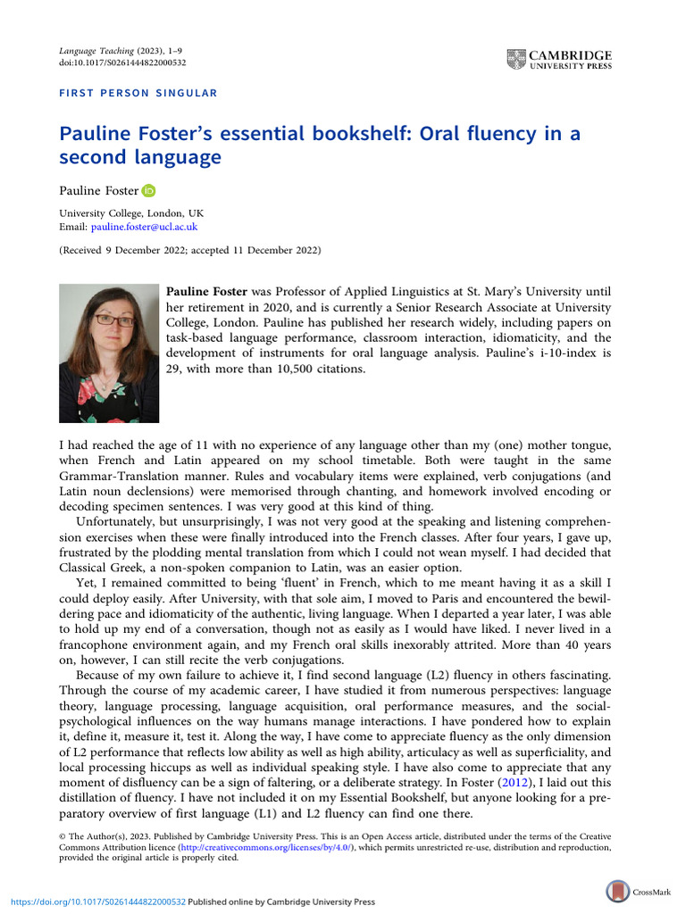 Essential Reads on L2 Oral Fluency | PDF | Fluency | Second Language