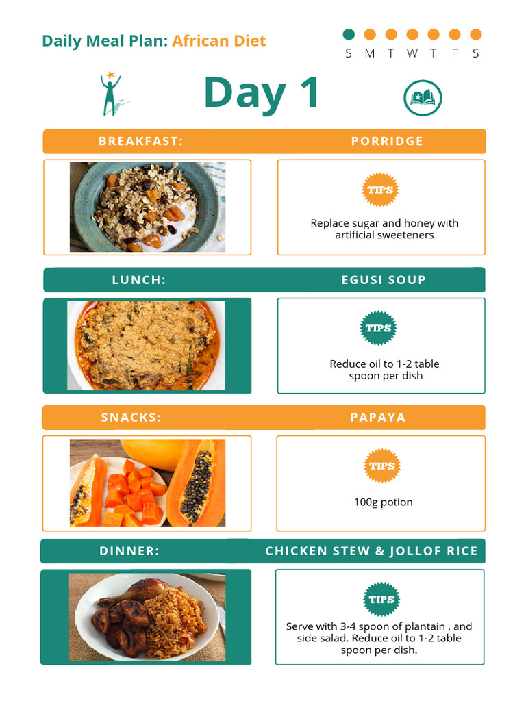 African 7 Day Meal Plan v1 | PDF | Lunch | Meal
