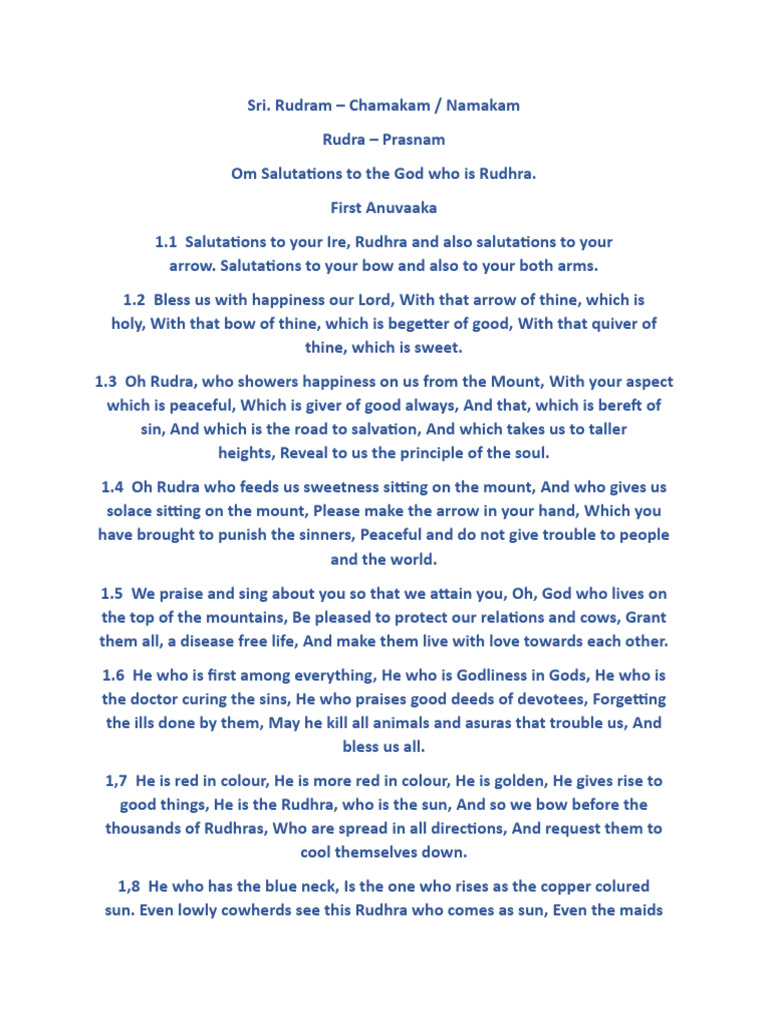 Sri Rudram Chamakam Namakam PDF