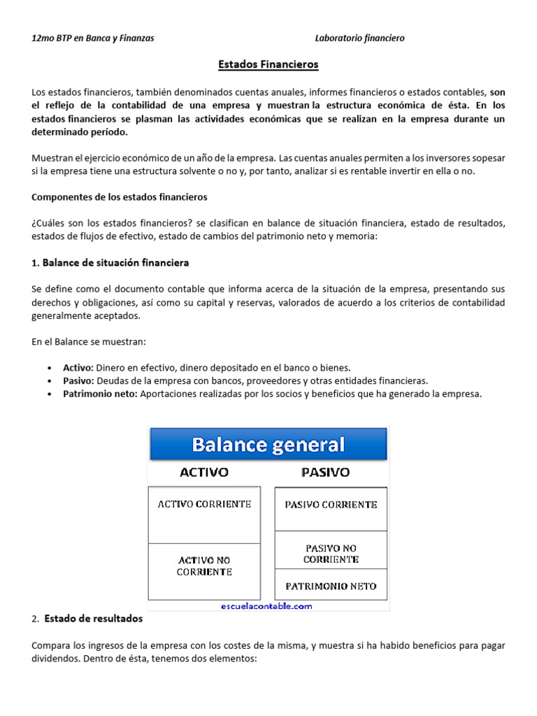 Estados Financieros 12mo BF | PDF | Contabilidad | Estado financiero