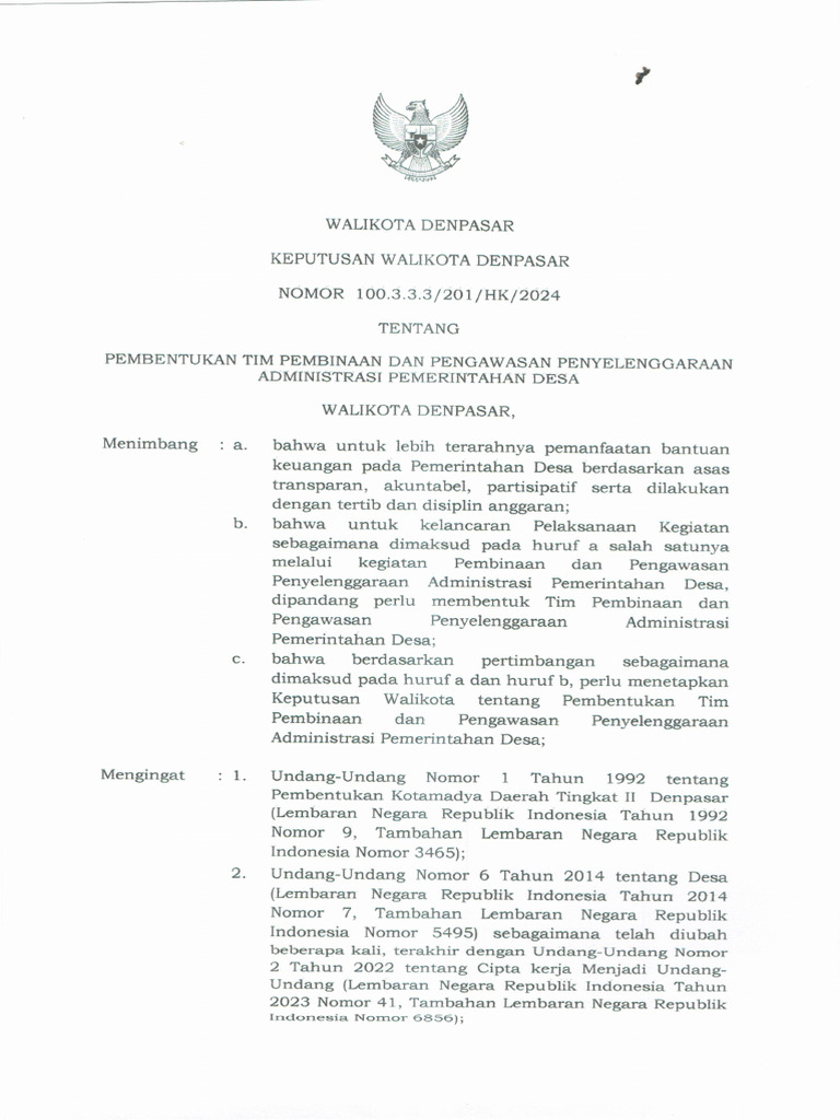 Sk Tim Penyelenggaraan Administrasi Pemerintahan Desa 2024 000450 Pdf