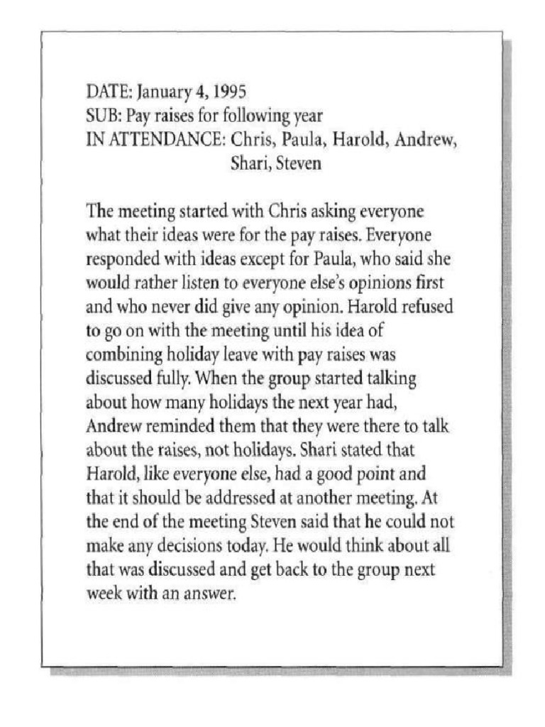 Reading-A Secretary's Notes of A Meeting-1 | PDF