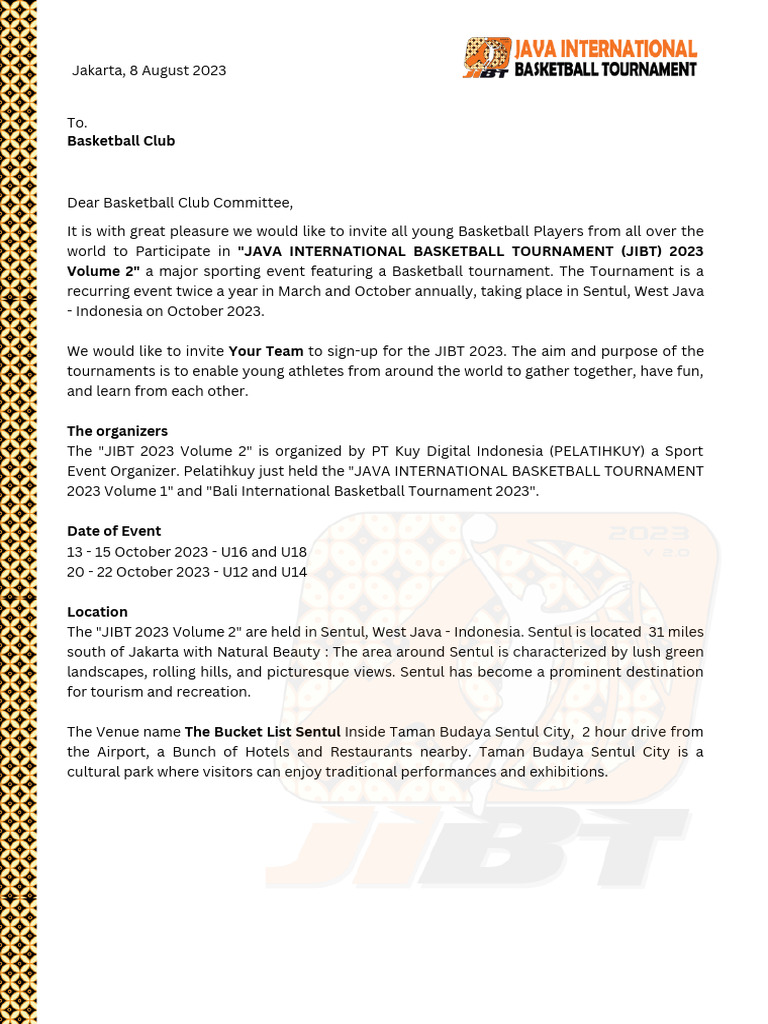 Invitation To Basketball Tournament | PDF | Sports & Recreation