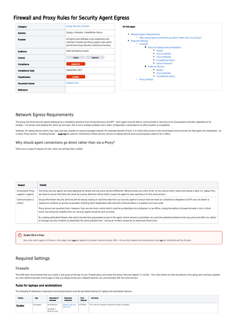 Firewall Rules for Security Agents | PDF | Proxy Server | Domain Name ...
