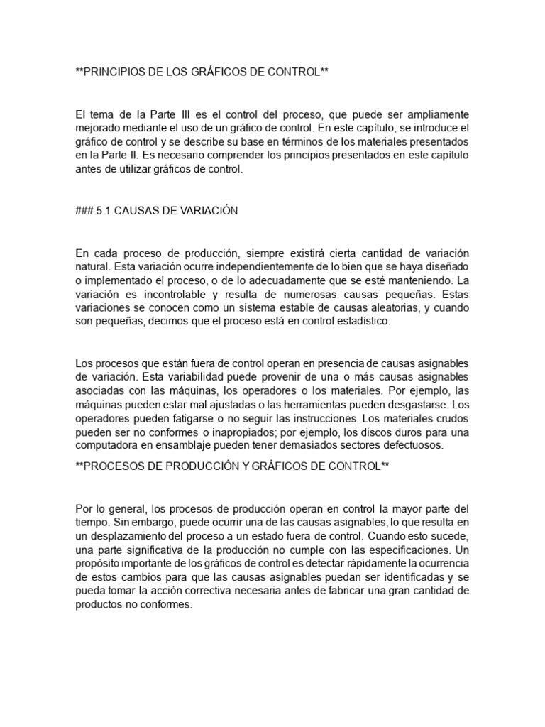 Principios de Gráficos de Control en Calidad | PDF | Desviación ...