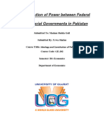 The Distribution of Power Between Federal and Provincial Governments in Pakistan