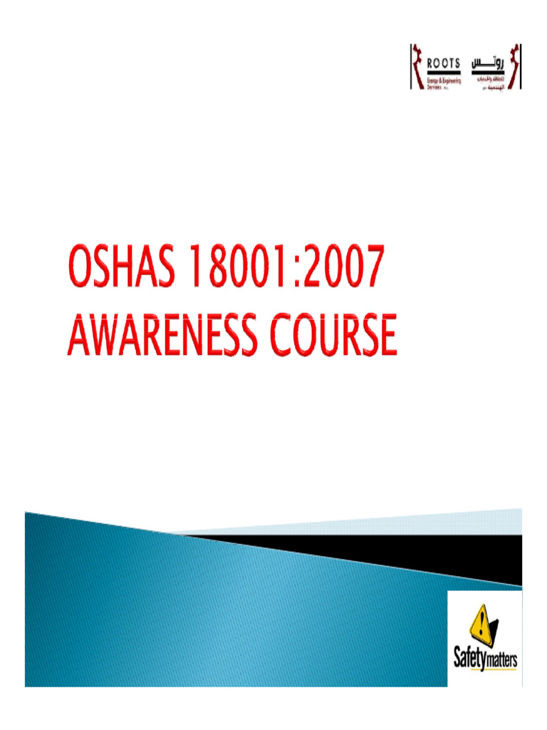 OSHAS 18001 Awareness Course (Read Only) PDF Occupational Safety