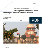 Supreme Court Seeks Suggestions To Modify 2017 Order Mandating PUC Certificate For Vehicle Insurance