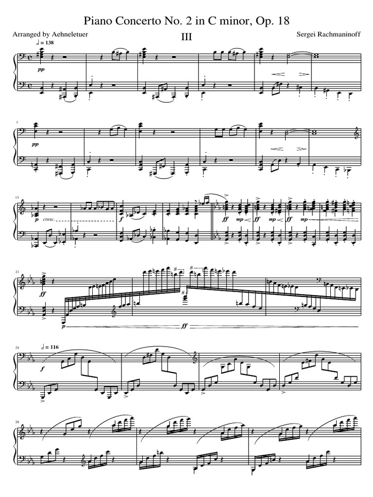 PDF sheet music for Rachmaninoff Piano Concerto No. 2 Op. 18, 3rd movement