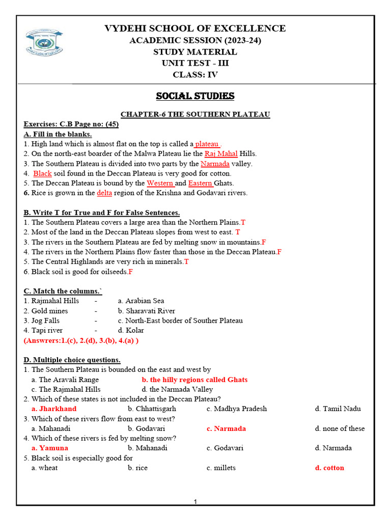 Grade 4 Unit Test 3 Study Material | PDF | Port (Computer Networking ...