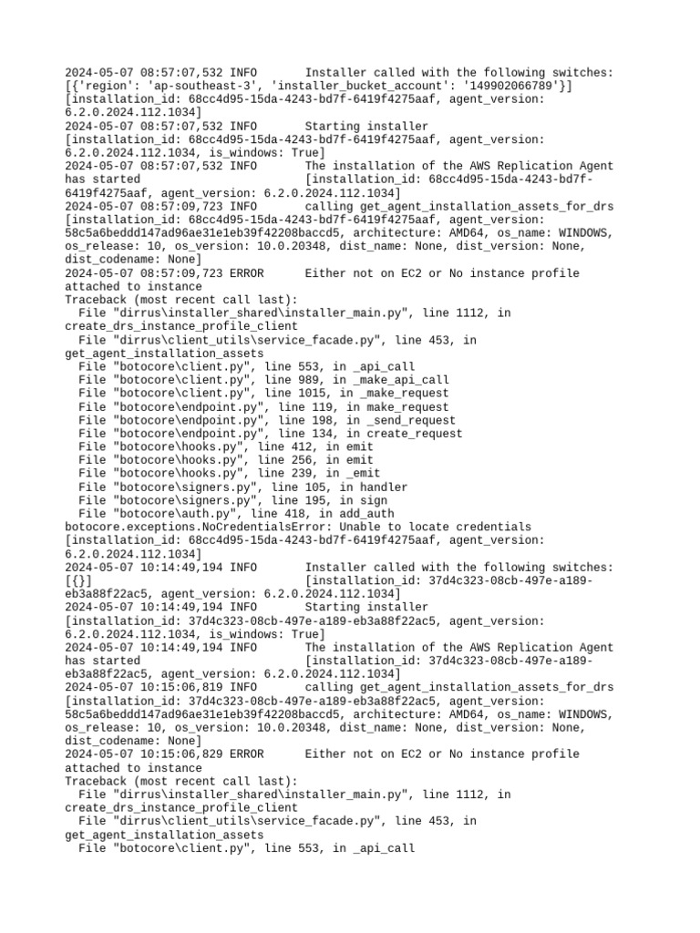 AWS Replication Agent Installation Log | PDF | Proxy Server ...