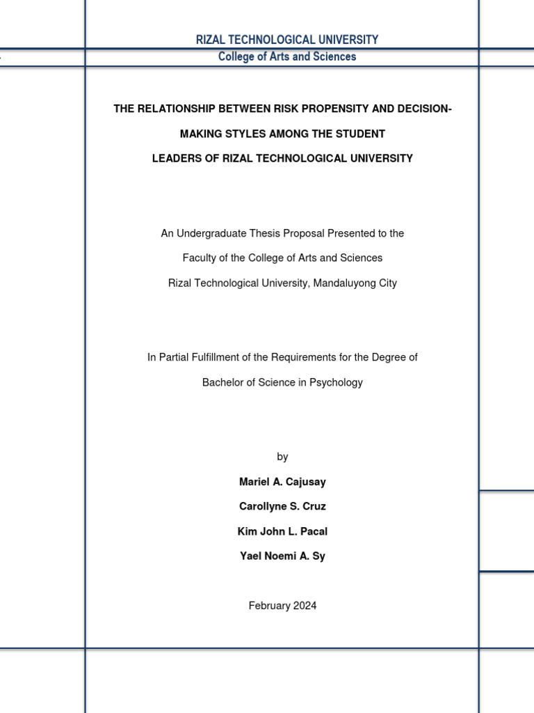 Risk Propensity in Student Leadership | PDF | Decision Making | Risk