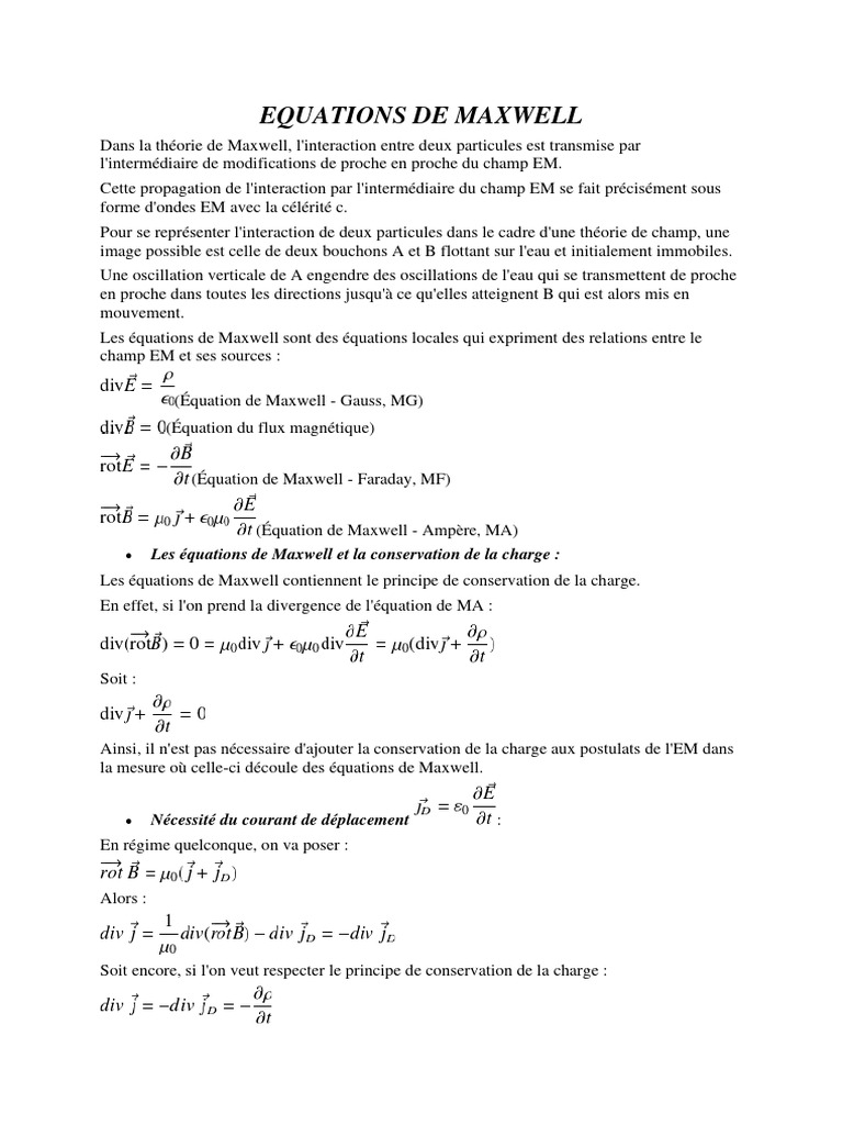 Équations de Maxwell et conservation de charge PDF Équations de — free download