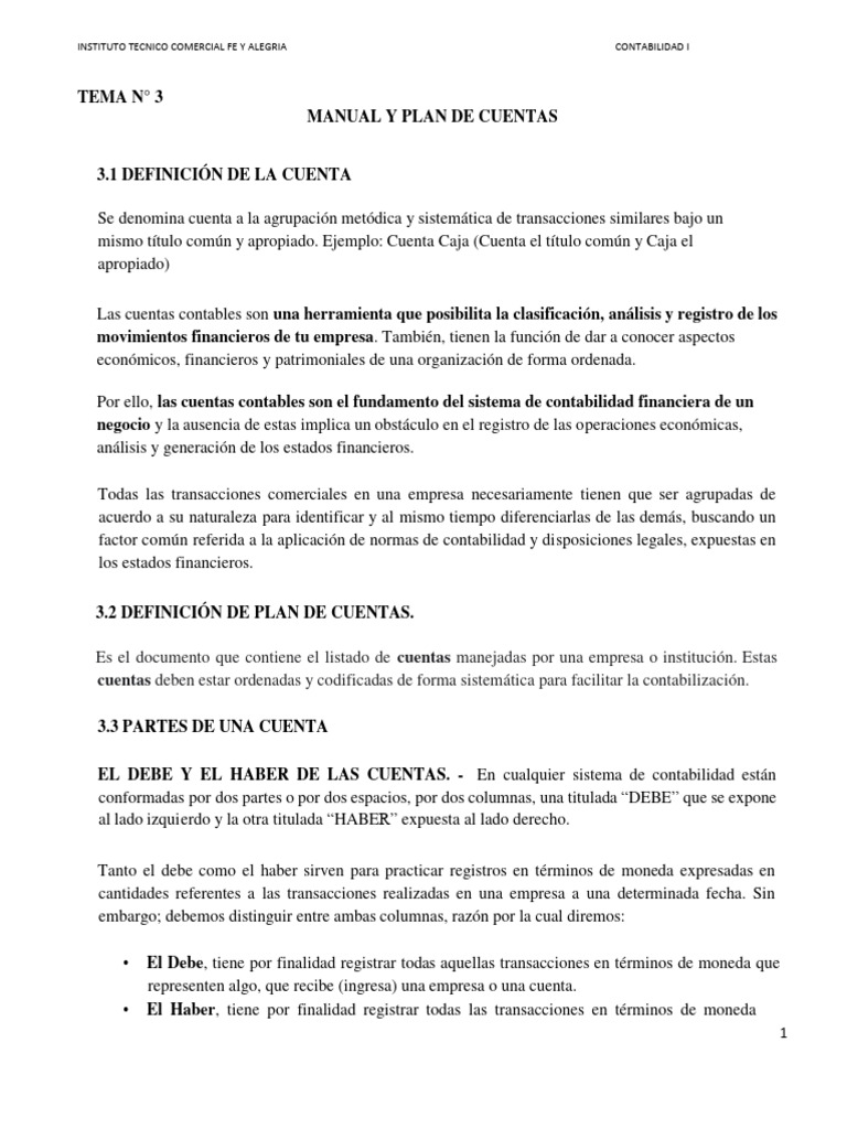 Manual y Plan de Cuentas Contables | PDF | Contabilidad | Hoja de balance