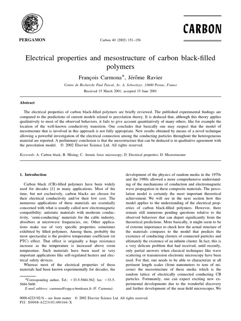 Electrical Properties and Mesostructure of Carbon Black Filled Polymers ...