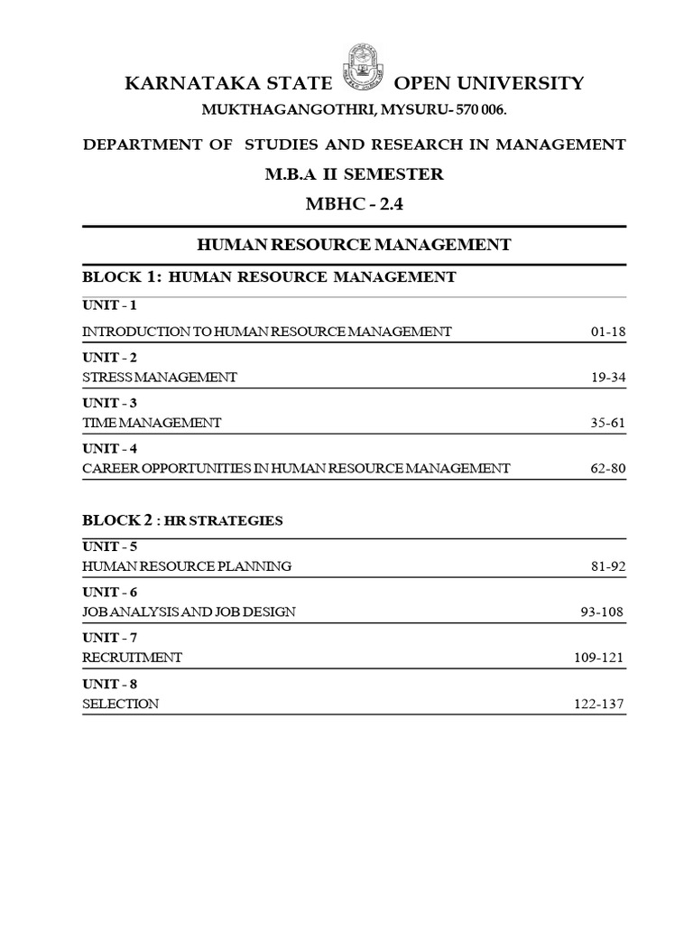 MBA HR Management Guide | PDF | Human Resources | Human Resource Management