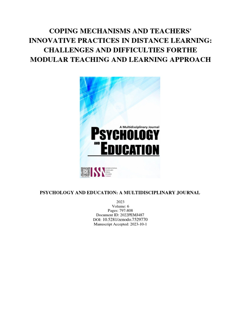 Teachers' Coping in Modular Distance Learning | PDF | Survey ...