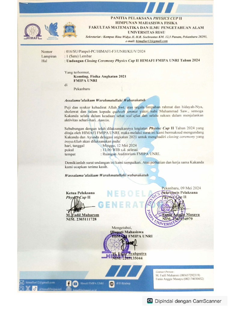 Surat Undangan Komting Fisika Angkatan 2021 | PDF