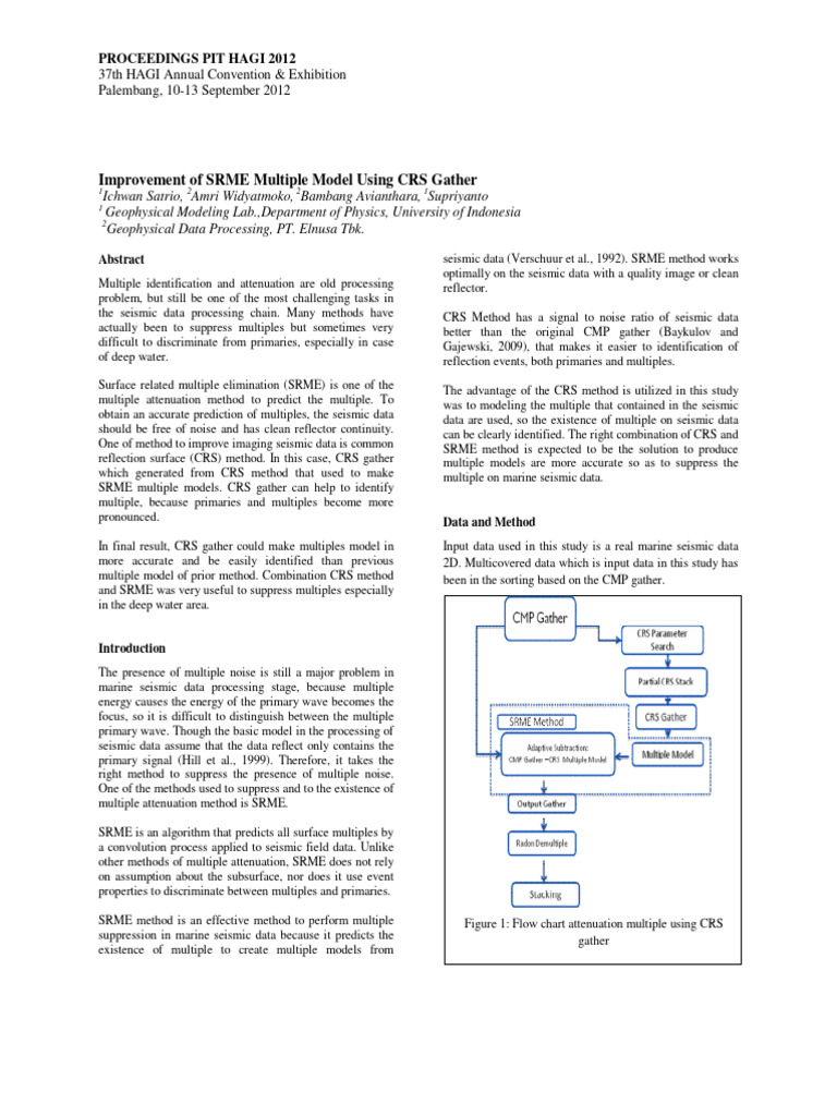 Improvement of SRME Multiple Model Using CRS Gather | PDF | Reflection ...