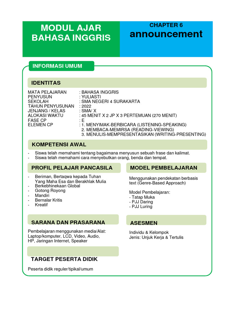 Contoh Teks Pengumuman dalam Bahasa Inggris | PDF | Karier ...