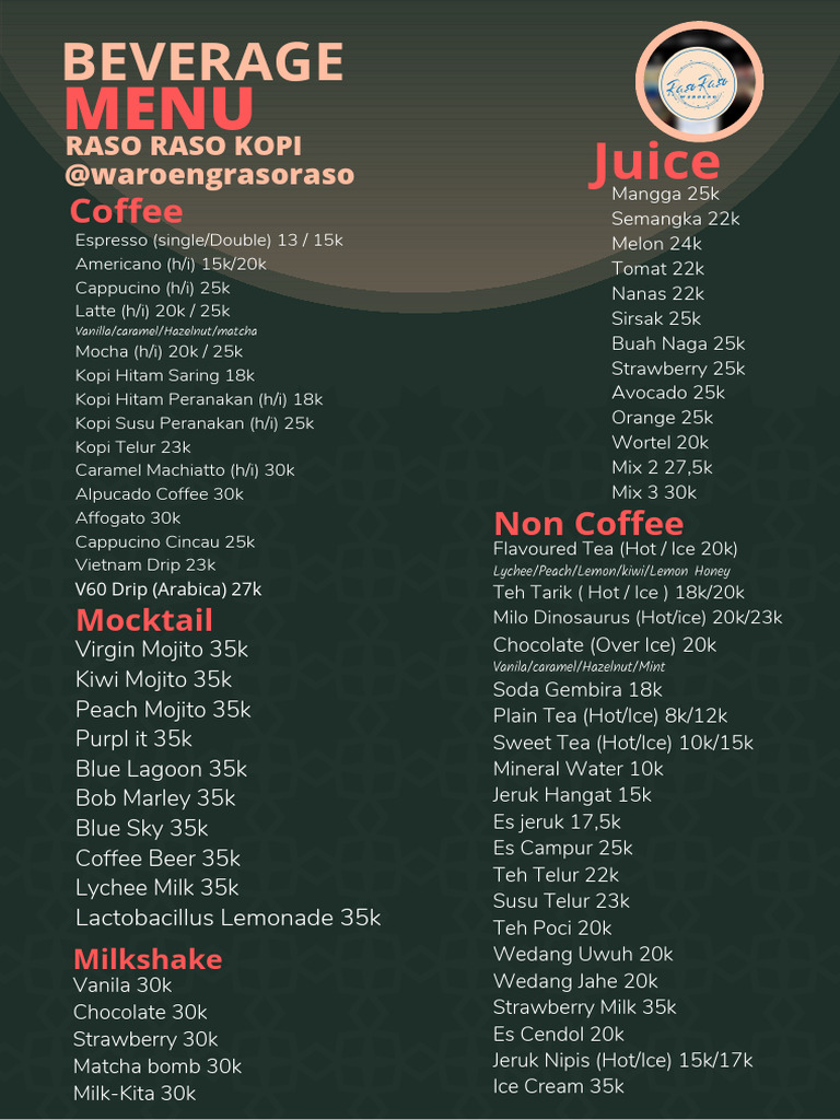 Menu Waroeng Raso Raso Bengkulu | PDF