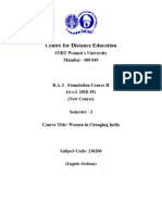 Centre For Distance Education: SNDT Women's University Mumbai - 400 049