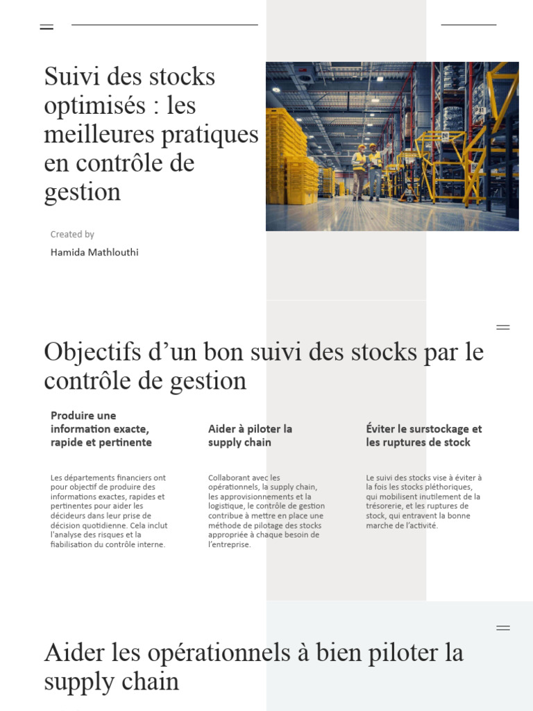 Optimisation du Suivi des Stocks | PDF | Gestion de la chaîne ...