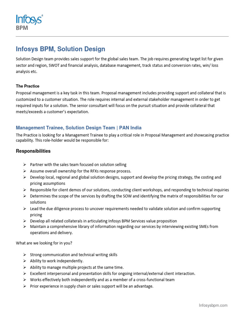 Management Trainee in Solution Design | PDF | Business | Finance ...