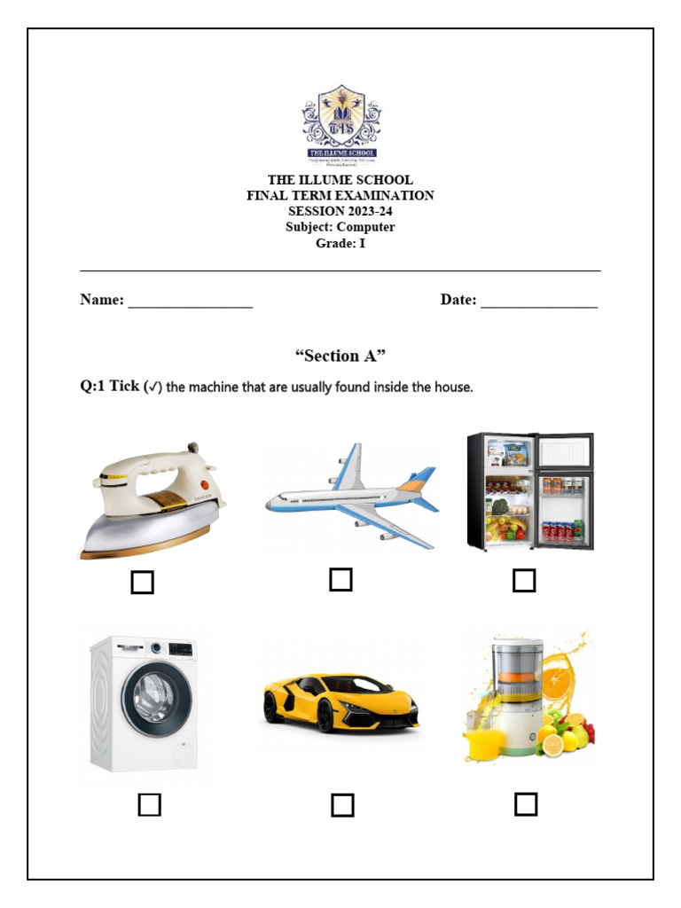 Grade 1 Computer Paper Pdf Input Output Computer Keyboard