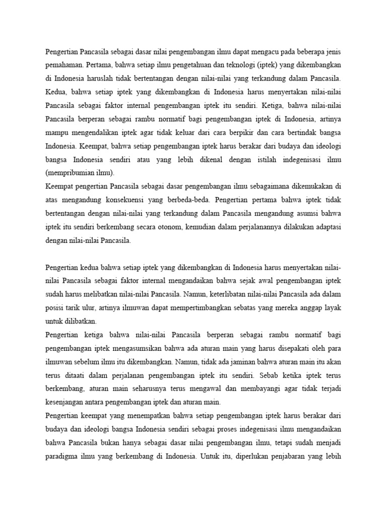 Pancasila: Dasar Pengembangan Ilmu di Indonesia | PDF | Ilmu Sosial ...