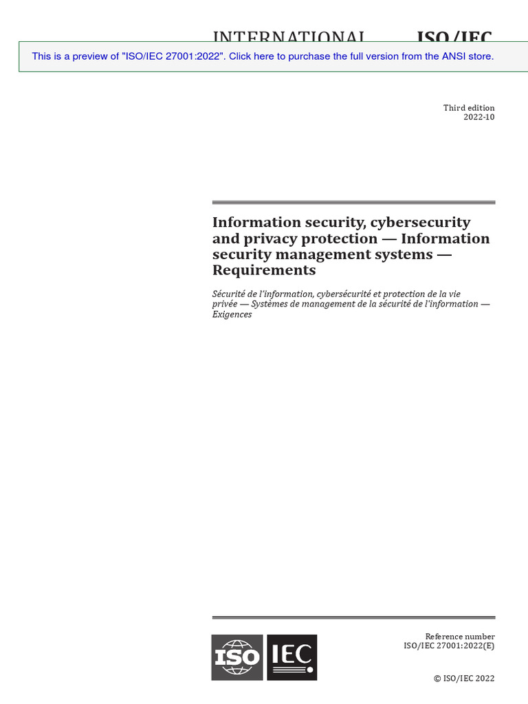 Preview ISO+IEC+27001-2022 | PDF | Business | Technology & Engineering